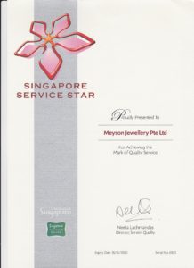 Meyson Jewellery Singapore Service Award